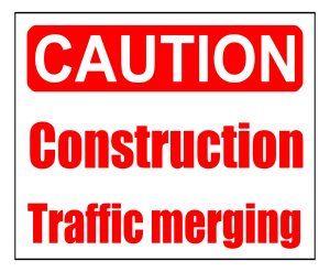 Caution Construction Traffic Merging sign