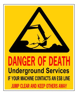 Danger Of Death Underground Cables sign