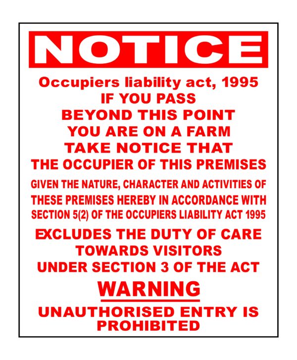 Notice Occupier liability Act