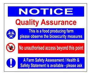 Quality Assurance Notice signage
