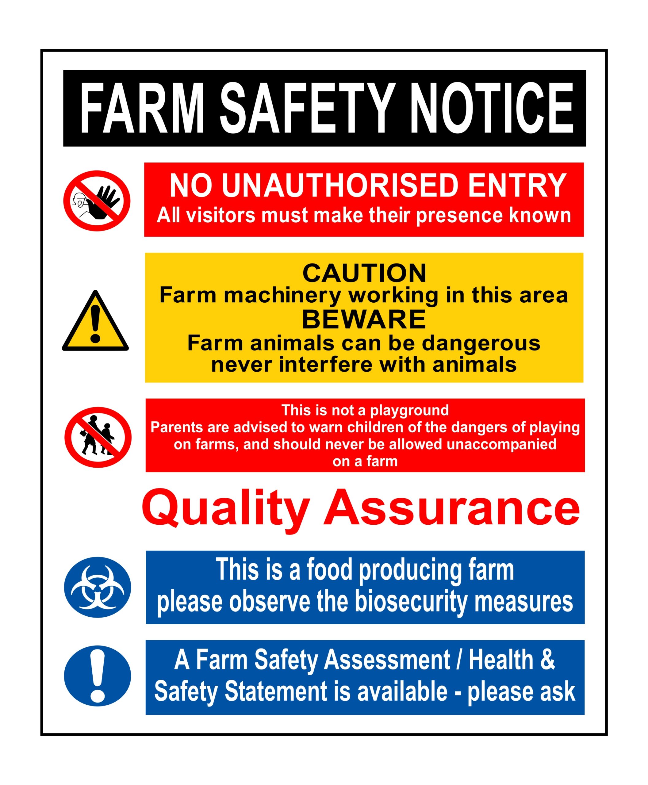Farm Safety and Quality Assurance notice