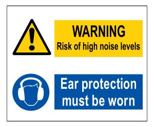 Warning Risk Of High Noise Levels Wear Ear Protection sign