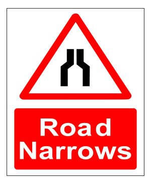 Road Narrows sign