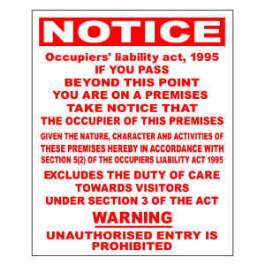 Occupiers Liability Act (Premises) 1995